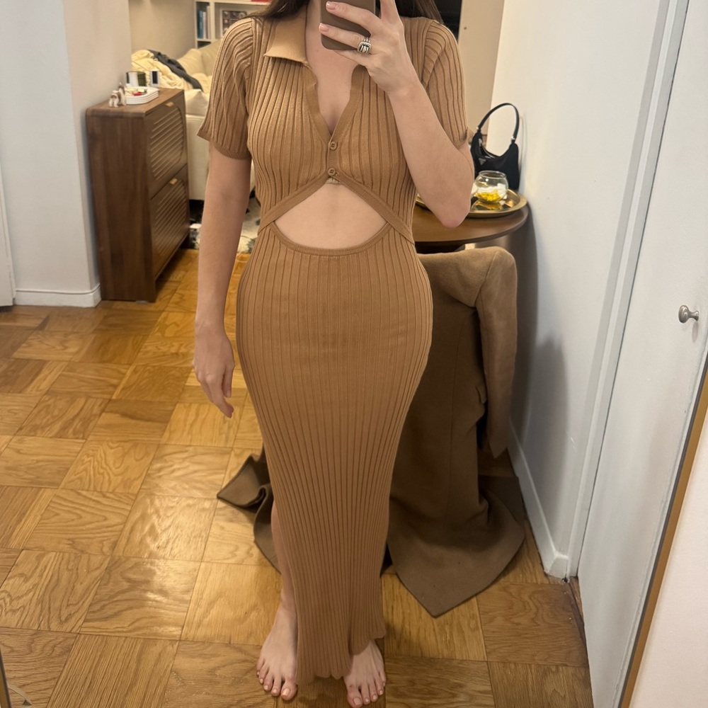 L*Space Camel Ribbed Knit Dress